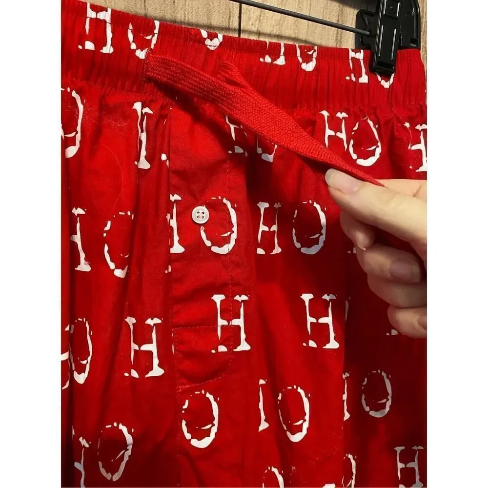 MudPie S holiday Christmas pajama lounge pants red ho ho mens